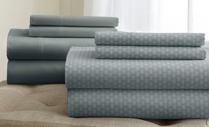 8 Piece Printed/Solid Sheet Set Platinum-King