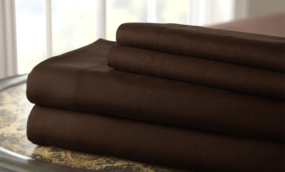 Hotel Collection Solid 4 Piece Sheet Set Mahogany California King