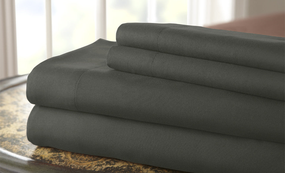 Hotel Collection Solid 4 Piece Sheet Set Dark Gray/Charcoal King
