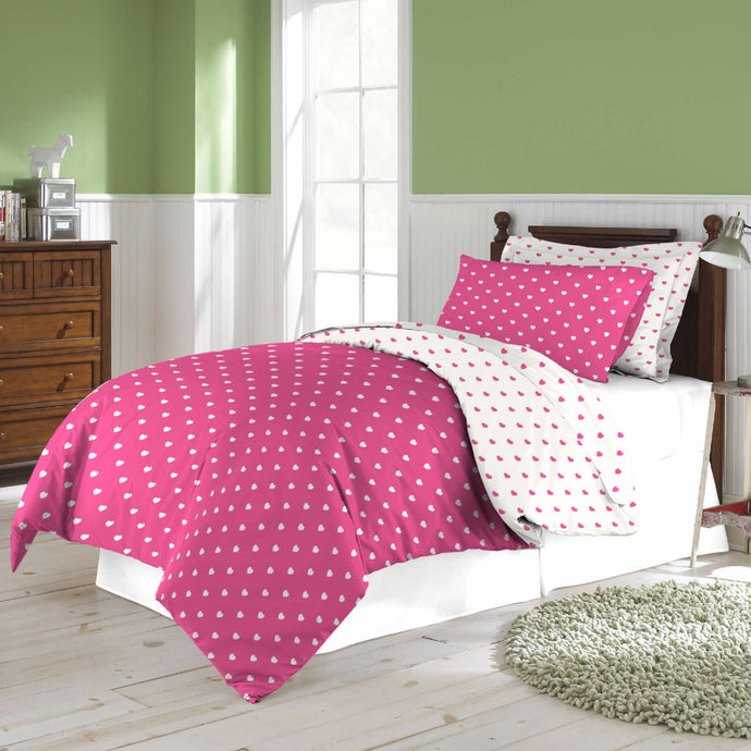2 Piece printed reversible Comforter Set - Love Twin/Twin XL