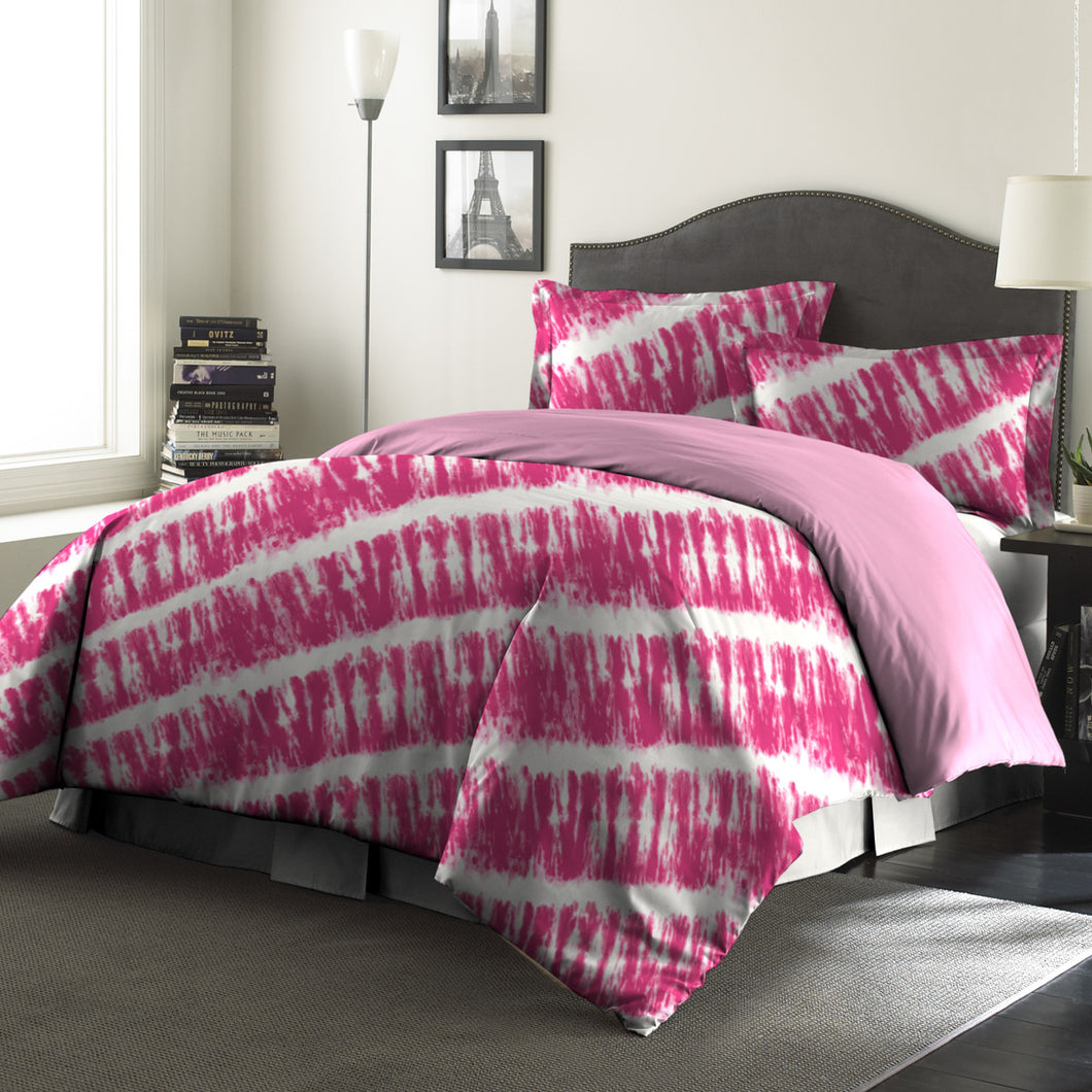 2 Piece printed reversible Comforter Set - Tie Dye Pink Twin/Twin XL