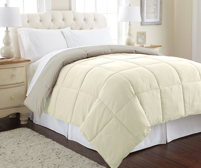Down alternative reversible Comforter Ivory/Atmosphere Twin