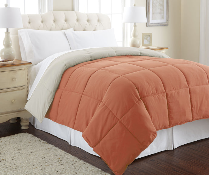 Down alternative reversible Comforter Orange Rust/Oatmeal Twin