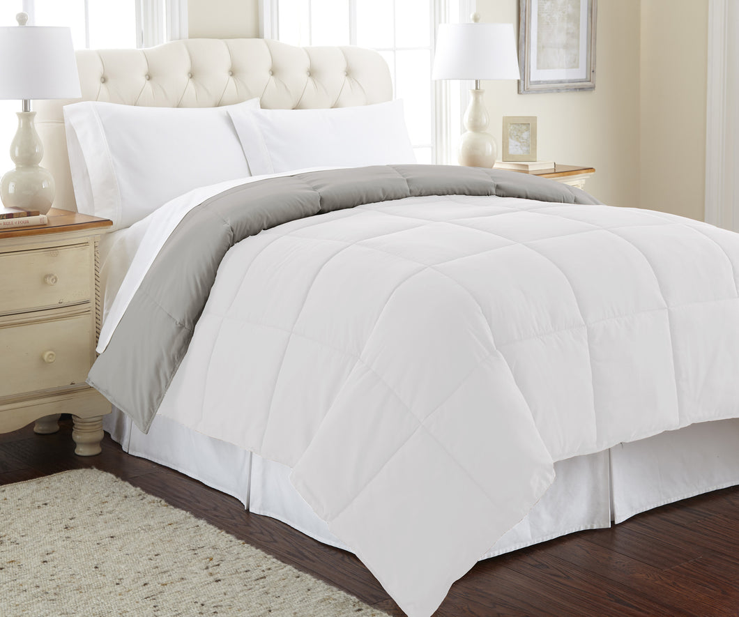 Down alternative reversible Comforter White/Gray Twin