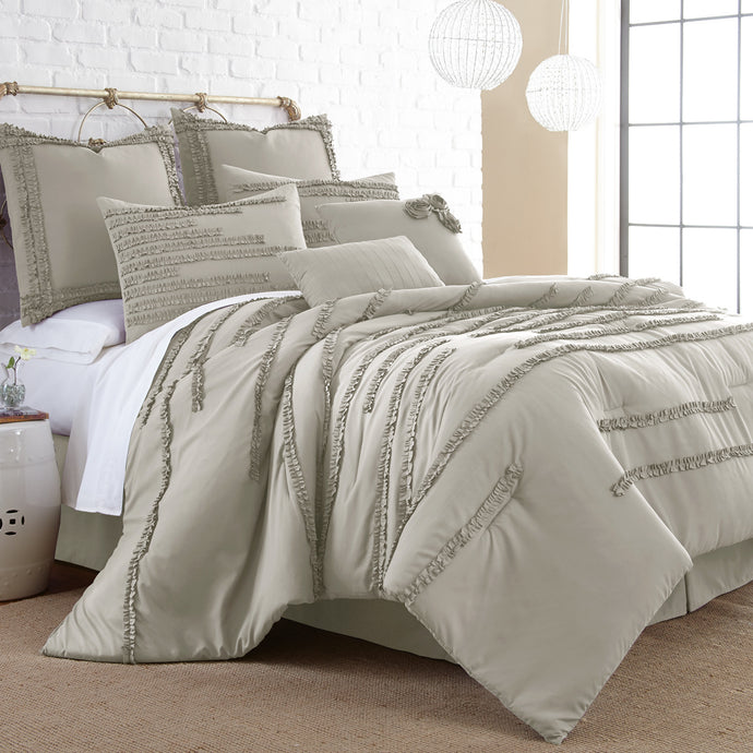 Collette 8-Piece Embellished Comforter Set Linen King