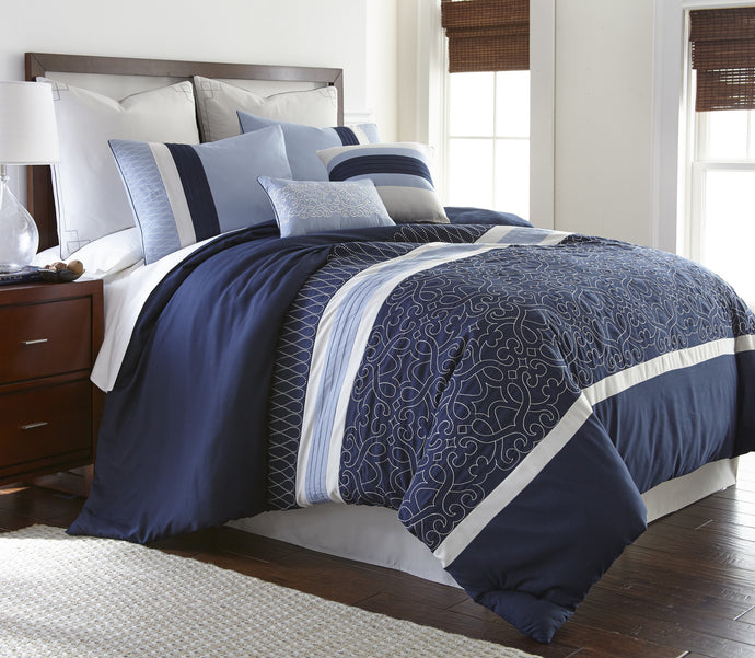 8 Piece EmbroideRed Comforter Set  ST. Ivory Gate Queen