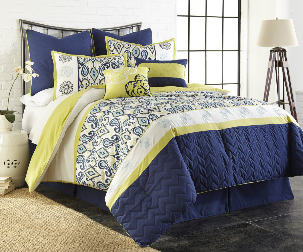 8 Piece EmbroideRed Comforter Set  ST. Lyla King