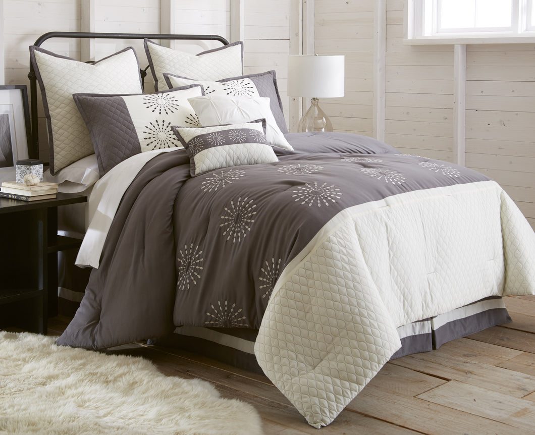 8 Piece EmbroideRed Comforter Set  Vida King