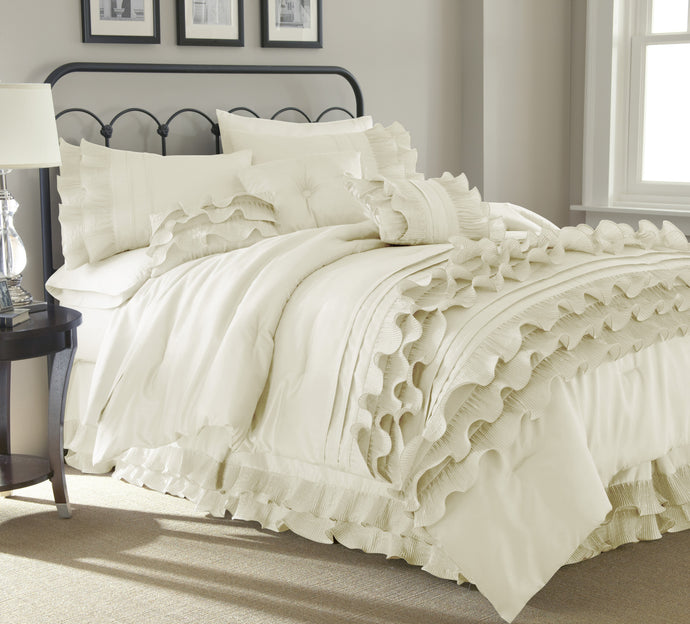 8-Piece Anastacia Pearl White Comforter Set Queen