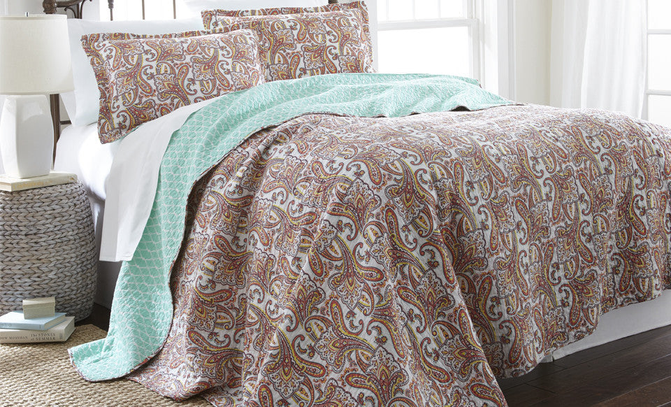100% Cotton 3 Piece reversible quilt Set Arsenia Full/Queen