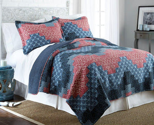 100% Cotton 3 Piece reversible quilt Set Cassidy King