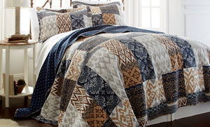 100% Cotton 3 Piece printed reversible quilt Set Laura Full/Queen