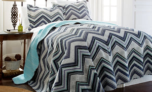 100% Cotton 2 Piece printed reversible quilt Set Romero Twin