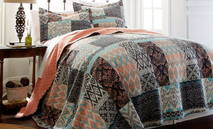 100% Cotton 3 Piece printed reversible quilt Set Sylvia King
