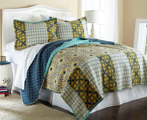 100% Cotton 3 Piece reversible quilt Set Taurus King