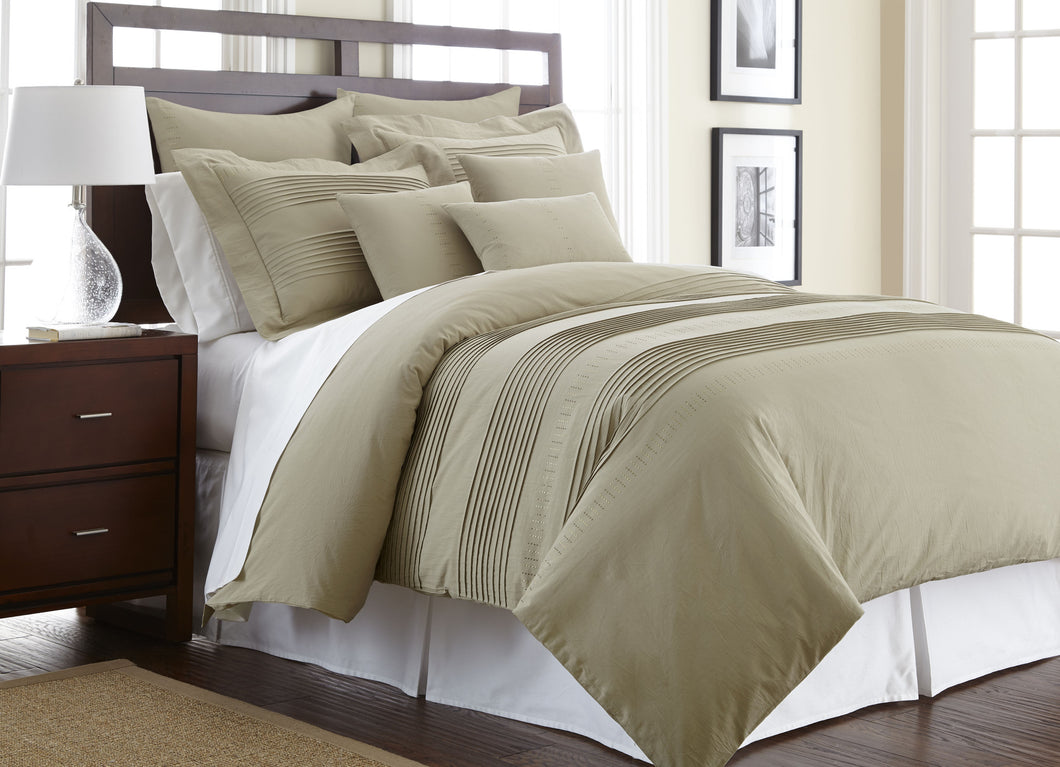Swarovski Elements T300 100% Cotton 3 Piece Duvet Set Salvatore Taupe Queen