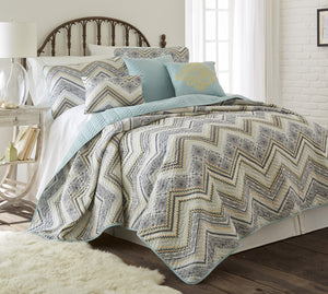 6 Piece printed reversible quilt Set Marino Queen