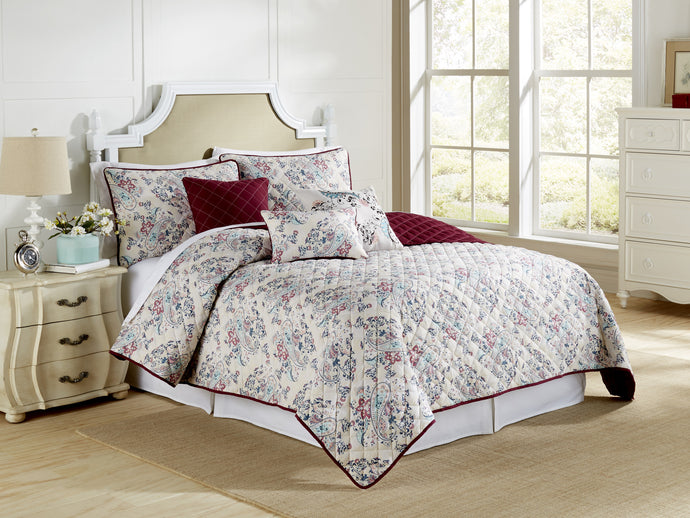 6 Piece printed reversible quilt Set Samantha King