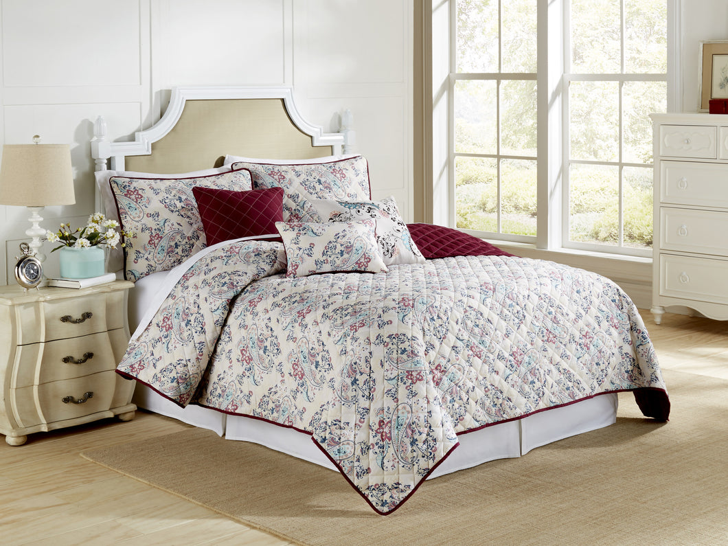 6 Piece printed reversible quilt Set Samantha Queen