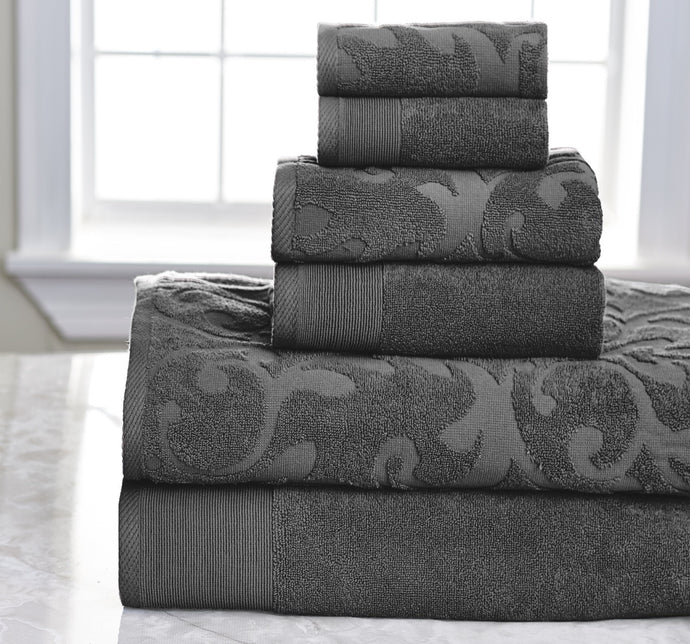 6 Piece Quick Dry Towel Set in Grey