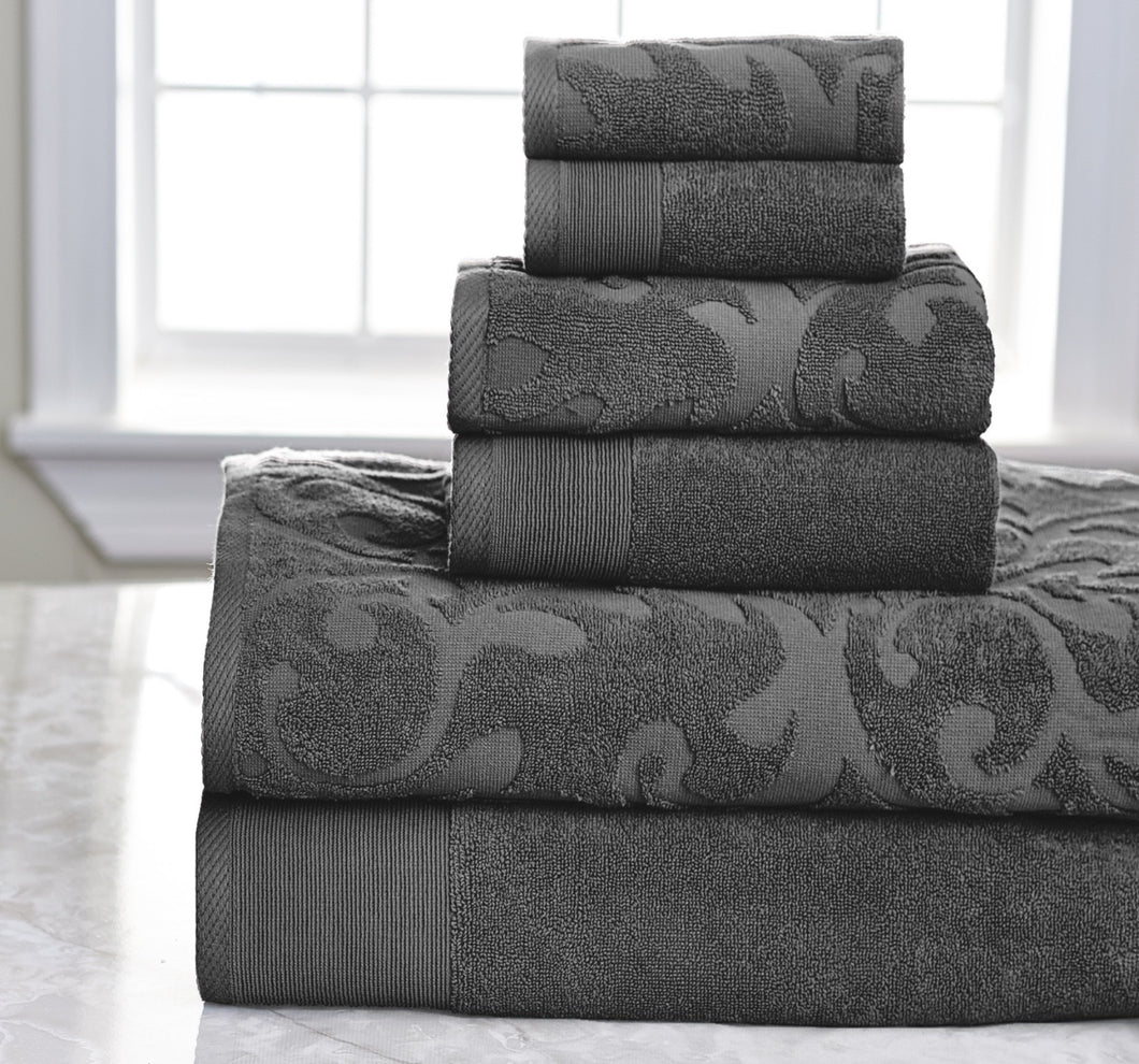 6 Piece Quick Dry Towel Set in Grey