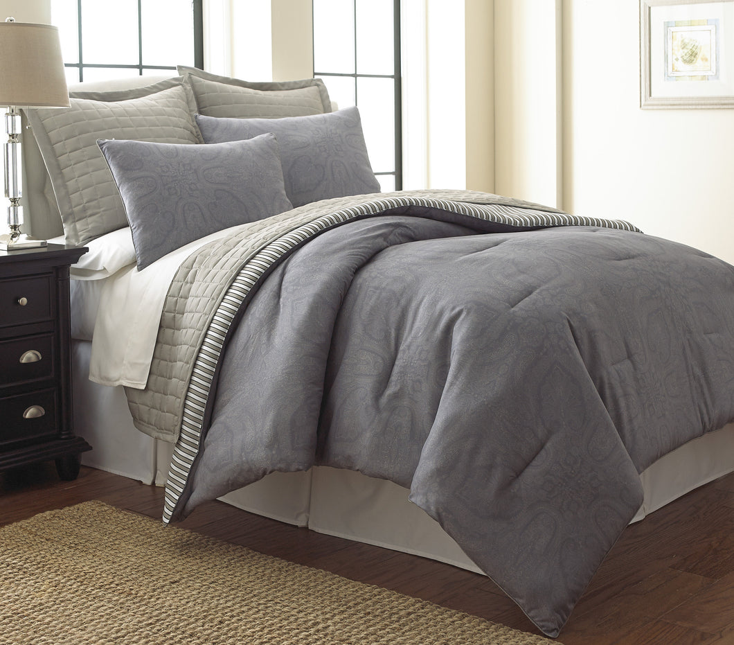 6 Piece Comforter/Coverlet Set Harper Paisley King