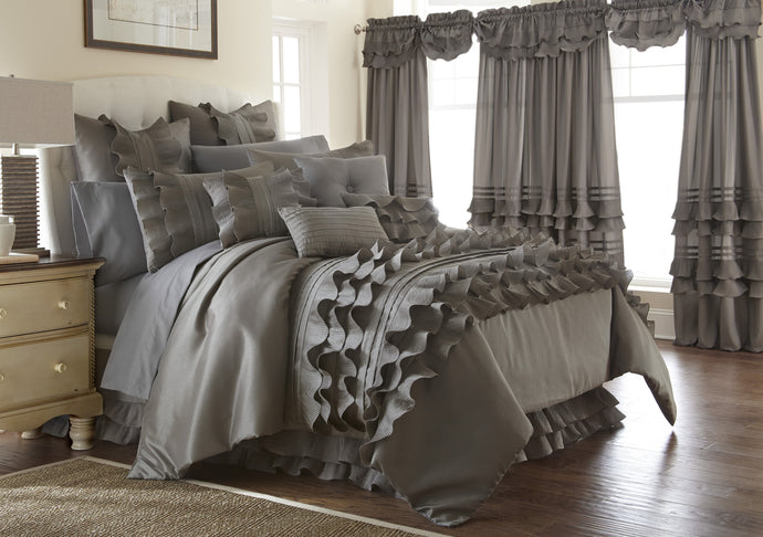 24 Piece Comforter Set - Anastacia Platinum Queen