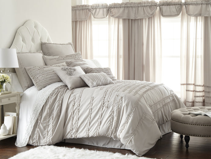24 Piece Comforter Set Collette Linen Queen