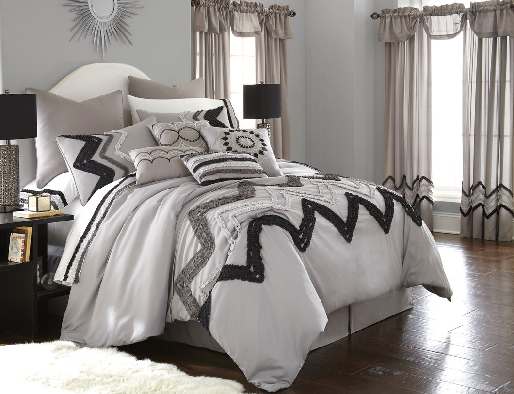 24 Piece Comforter Set kira grey Queen