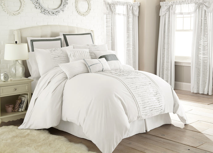 24 Piece Comforter Set - Marilyn Off White Queen