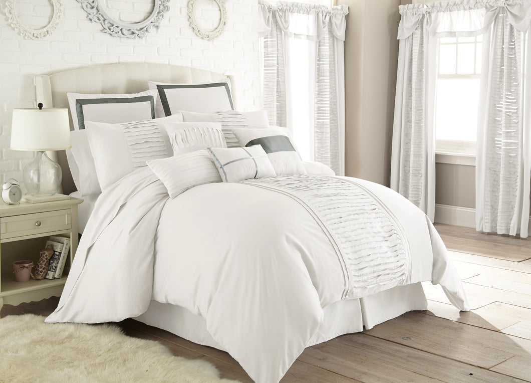 24 Piece Comforter Set - Marilyn Off White King