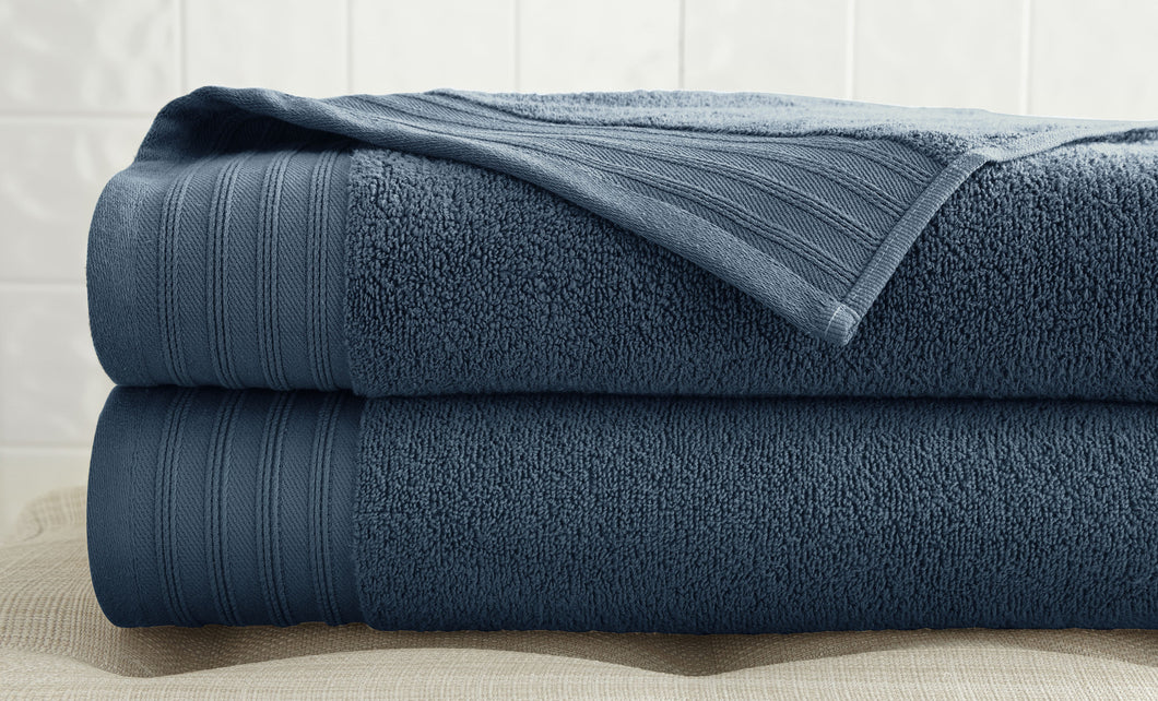 2 Pack zero twist bath sheet set in Denim
