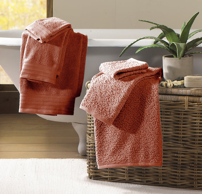6 piece Jacquard/Solid towel set-Baroque-Apricot