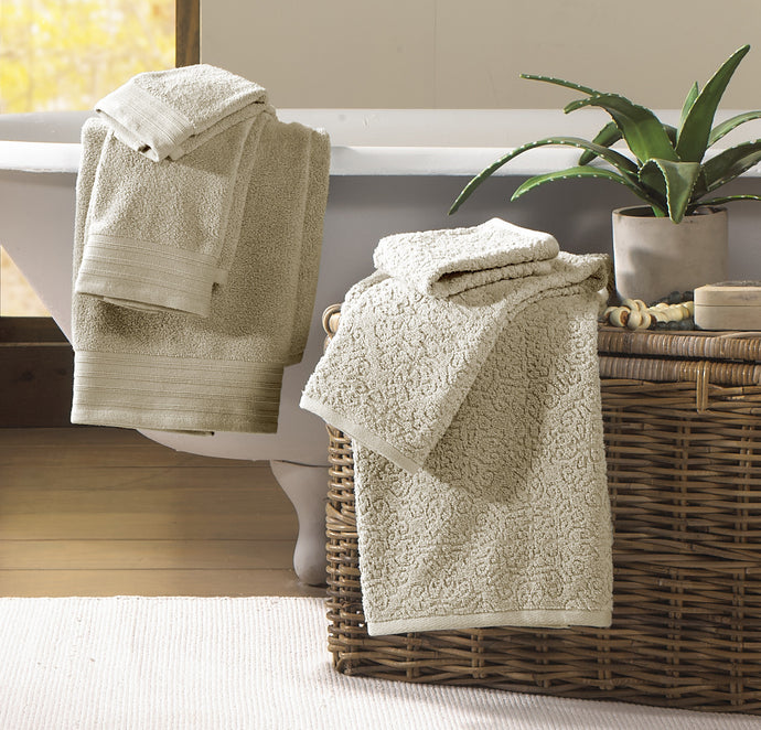 6 piece Jacquard/Solid towel set-Baroque-Taupe