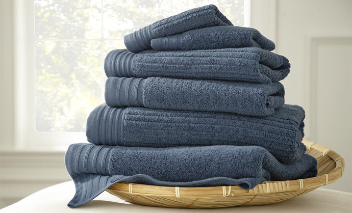 6 Piece Jacquard Towel Set Denim