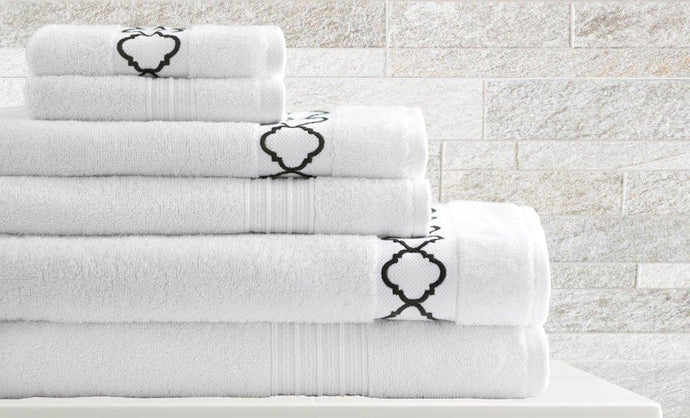 jewel Tone 6 Piece Towel Set Quatrefoil White Standard