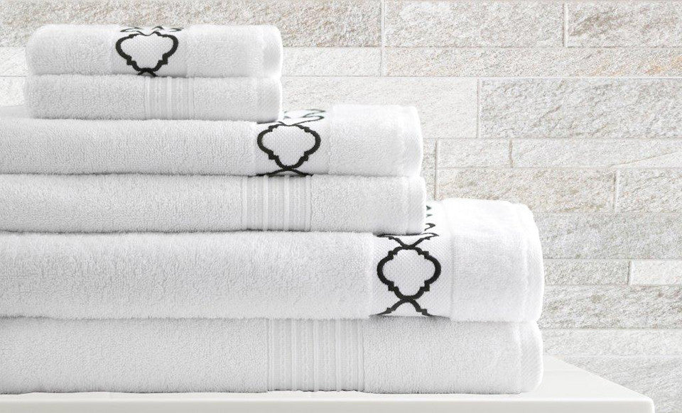 jewel Tone 6 Piece Towel Set Quatrefoil White Standard