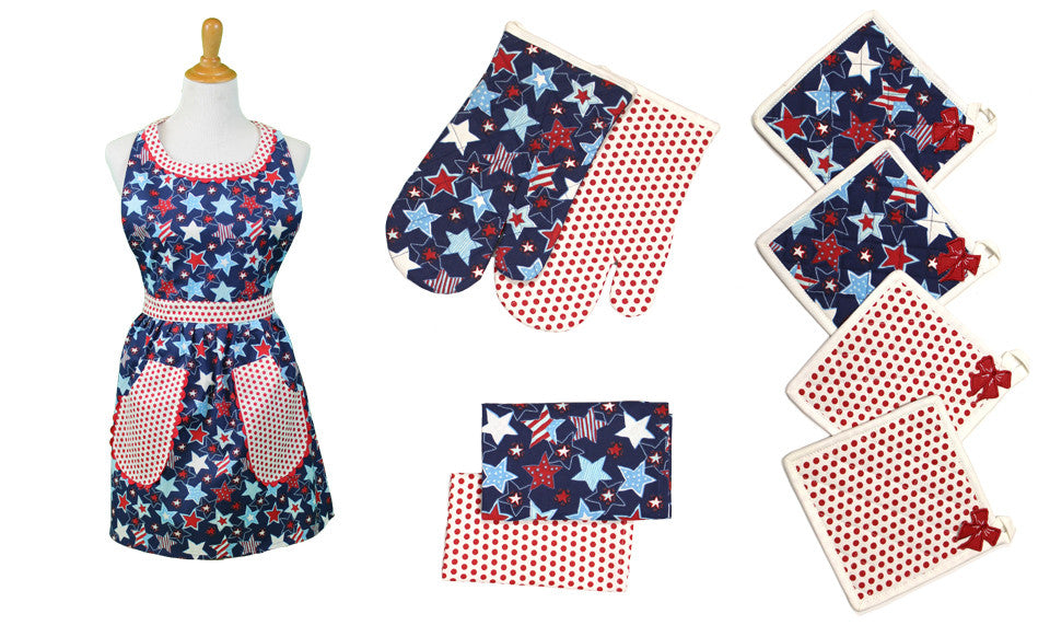 9 Piece 100% Cotton Apron Set Independence Day