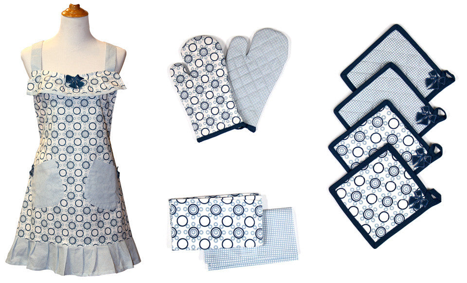 9 Piece 100% Cotton Apron Set Retro