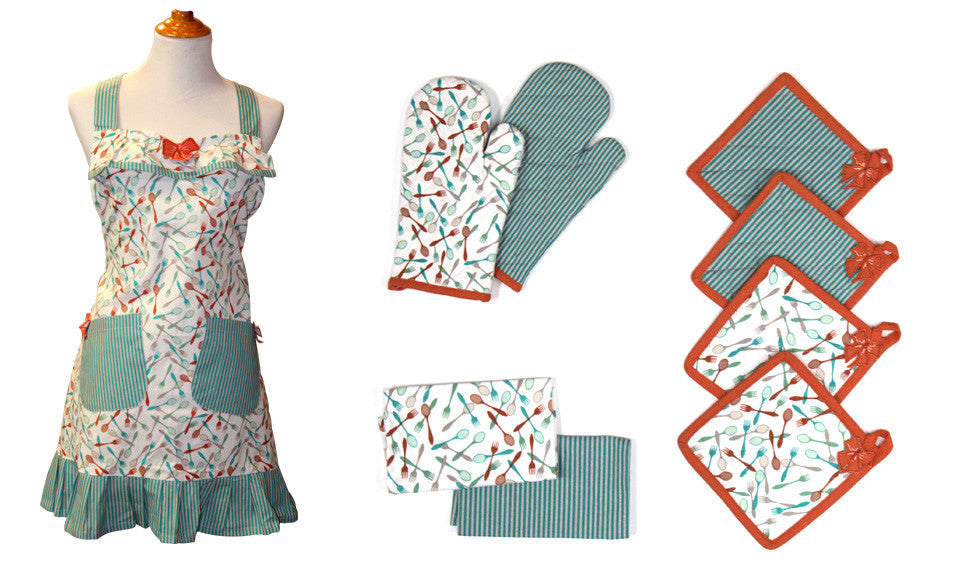 9 Piece 100% Cotton Apron Set Utencils