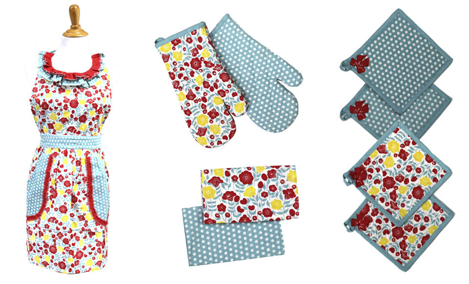 9 Piece 100% Cotton Apron Set 1950'S