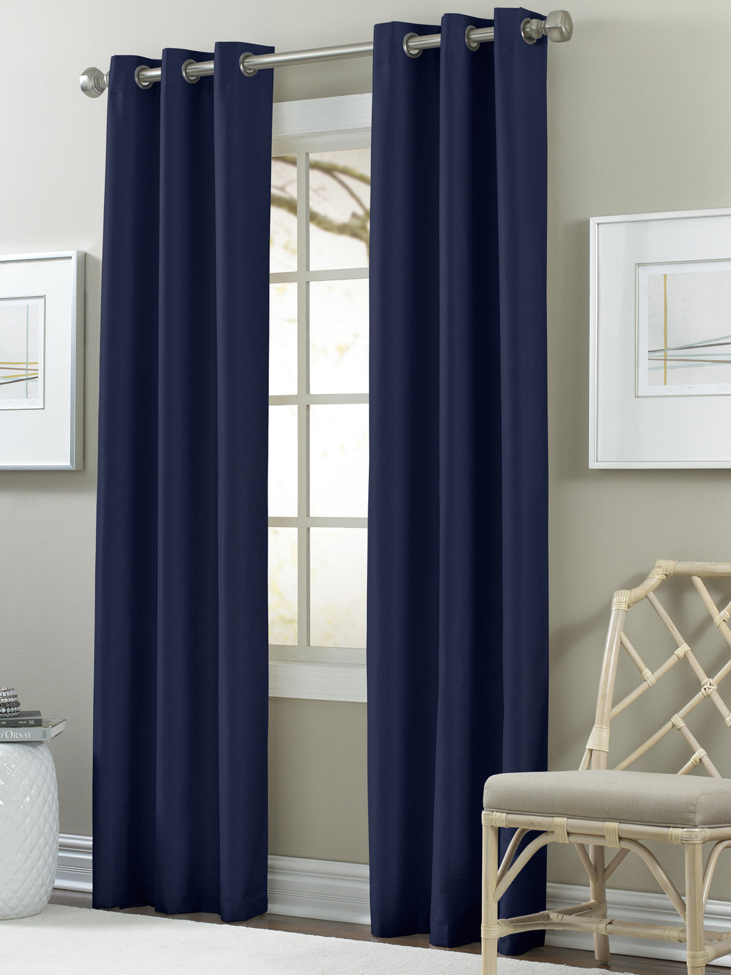 2 Pack Textured Black out Curtain Ensign Blue