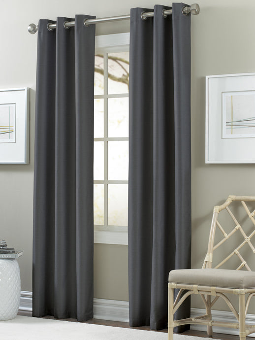 2 Pack Textured Black out Curtain Steel Gray