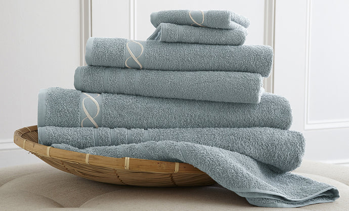 100% egyptian cotton 6 piece embroidered towel set Lt. Blue