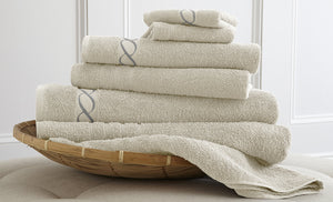 100% egyptian cotton 6 piece embroidered towel set Ivory