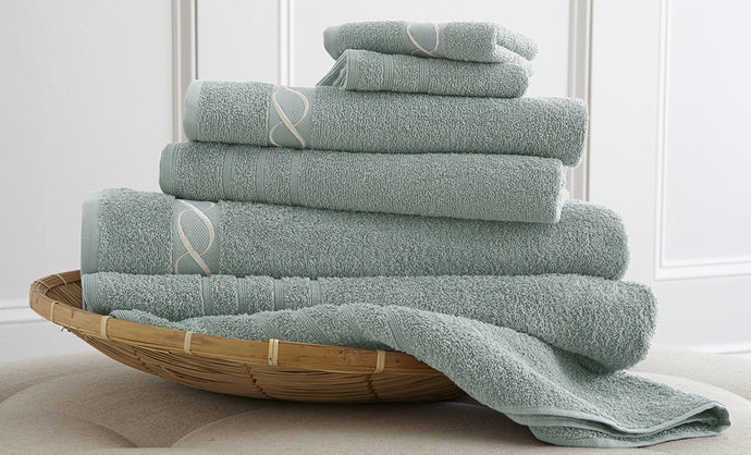 100% egyptian cotton 6 piece embroidered towel set Jade