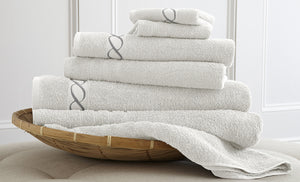 100% egyptian cotton 6 piece embroidered towel set White