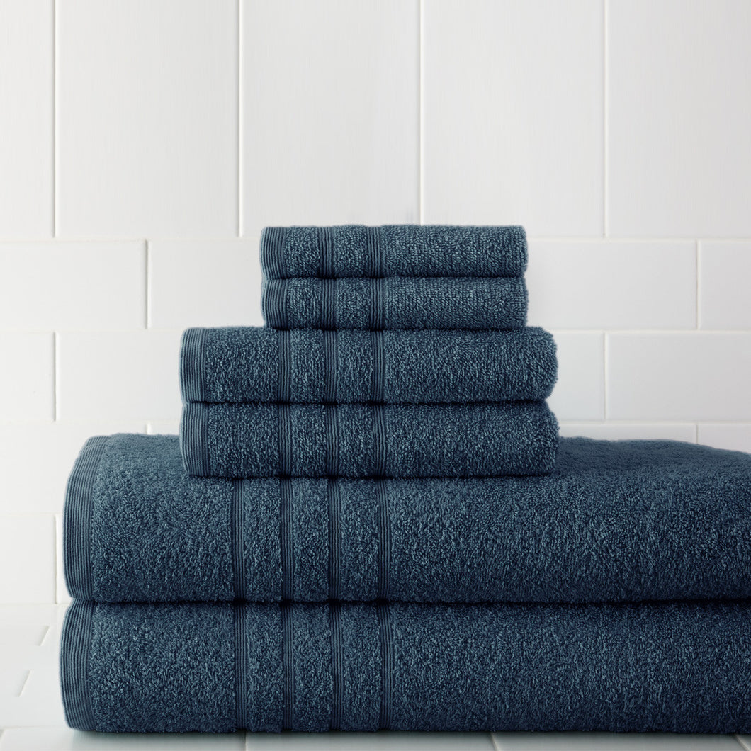 600 GSM Spa Collection 100% Cotton 6 piece solid towel set Denim