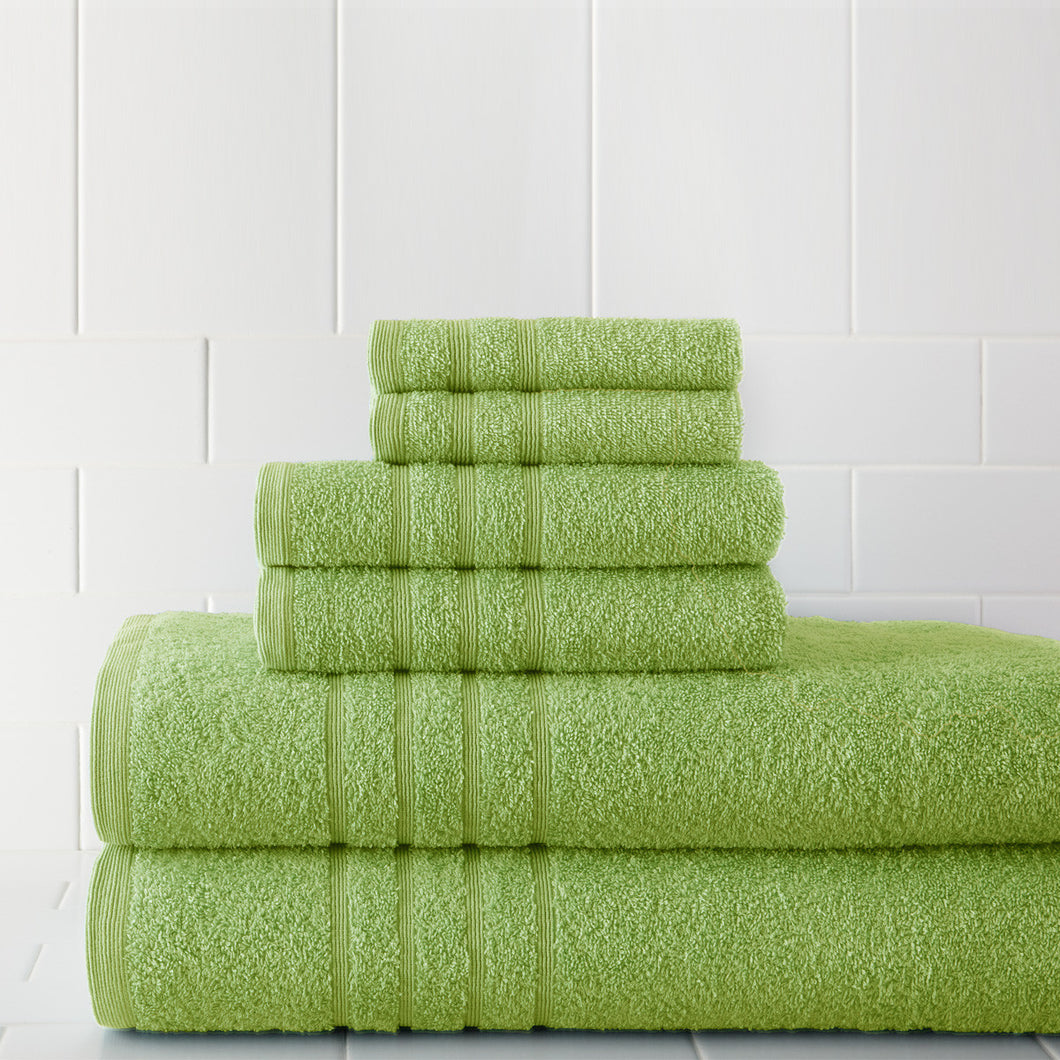 600 GSM Spa Collection 100% Cotton 6 piece solid towel set Lime