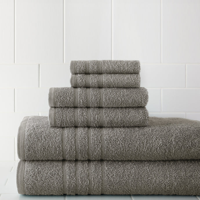 600 GSM Spa Collection 100% Cotton 6 piece solid towel set Silver